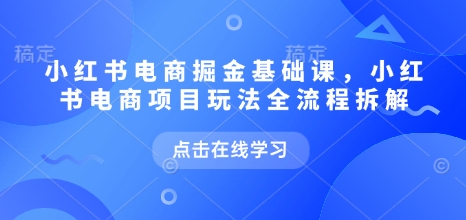 小红书电商掘金课，小红书电商项目玩法全流程拆解
