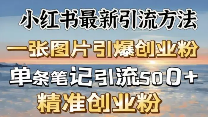 小红书最新引流方法，一张图片引爆创业粉