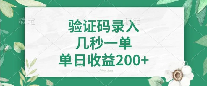 （14221期）验证码录入，几秒一单，单日收益200+-1
