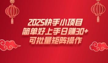 2025快手小项目，简单好上手日入30+，可批量矩阵操作