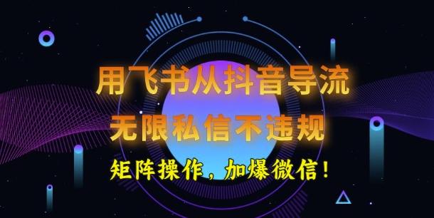 用飞书从抖音导流，无限私信不违规，抖音截流创业粉