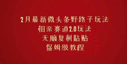 图片[1]-2月最新微头条野路子玩法，相亲赛道2.0玩法，无脑复制粘贴，保姆级教程