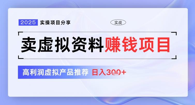 2025实操项目分享，卖虚拟资料挣钱项目，高利润虚拟产品推荐，日入3张