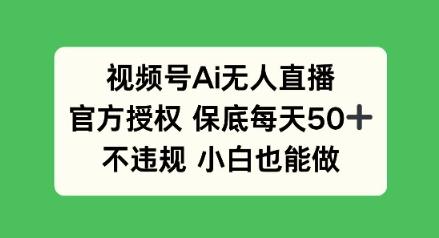 视频号AI无人直播，官方授权 保底每天50+，不违规 小白也能做