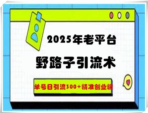 2025年老平台野路子引流术，单号日引流300+精准创业粉