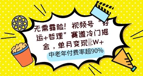 无需露脸，视频号“好运+哲理”赛道冷门掘金，单月变现2W+，中老年付费率超90%
