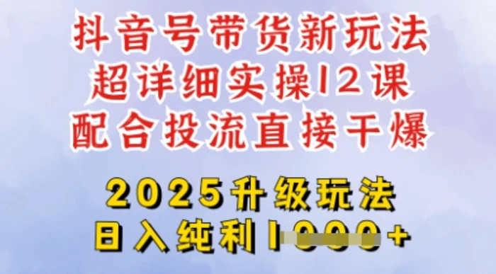 图片[1]-2025全新升级抖音带货玩法，一天纯利四位数，从剪辑到选品再到发布投流，超详细玩法揭秘