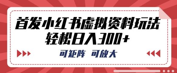 首发小红书虚拟资料玩法，可矩阵，可放大，轻松日入3张