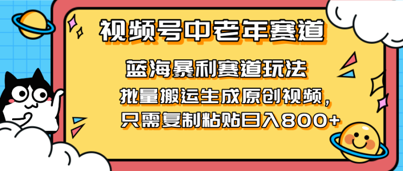 图片[1]-（14314期）2025视频号中老年短视频蓝海暴利风口！复制粘贴搬运视频单日赚800+，无…