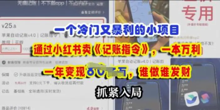 图片[1]-一个冷门需求，通过小红书卖《记账指令》，一本万利，谁做谁发，抓紧入局