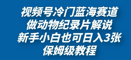 视频号冷门蓝海赛道,做动物纪录片解说,新手小白也日入3张,保姆级教程