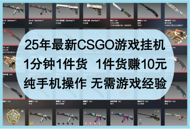 图片[1]-25年最新CSGO游戏挂机，1分钟1件货，1件货赚10元，纯手机操作，无需游戏经验