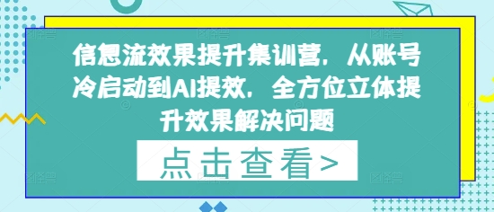 图片[1]-信息流效果提升集训营，从账号冷启动到AI提效，全方位立体提升效果解决问题