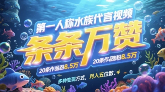 图片[1]-第一人称水族代言视频，条条万赞，20条作品涨粉7.8W，多种变现方式月入五位数