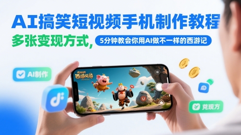 图片[1]-AI搞笑短视频手机制作教程，多张变现方式，5分钟教会你用AI做不一样的西游记