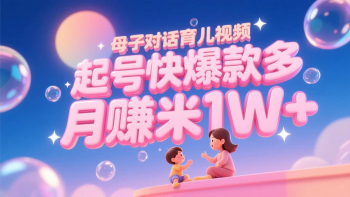 图片[1]-AI生成母子对话育儿类视频，起号快爆款多，小白宝妈轻松学，多渠道变现，月赚米1W+