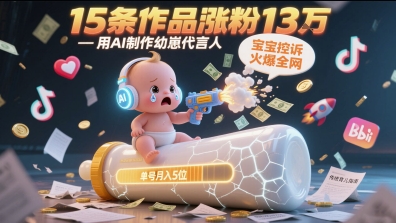 用AI制作幼崽代言人，宝宝的控诉火爆全网，15条作品涨粉13W，单号月入5位数实操教程-1