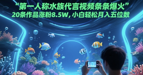 图片[1]-第一人称水族代言视频条条爆火，20条作品涨粉8.5W，小白轻松月入五位数