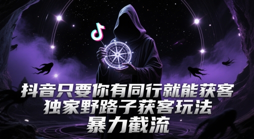 图片[1]-抖音只要你有同行就能获客，独家野路子获客玩法，暴力截流