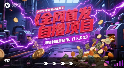 图片[1]-全网首发，2025年最新稳定暴力全自动自撸项目，无限制批量操作，日入多张