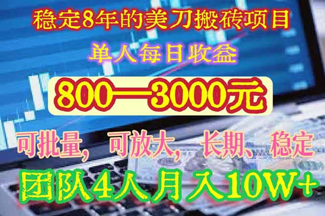 图片[1]-稳定8年的美刀搬砖项目，单人每日收益800—3000.团队4人月入10W+.可线下