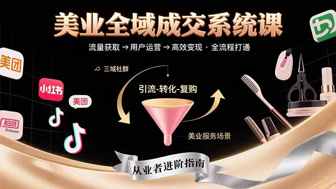 图片[1]-美业全域成交系统课程：帮助美业从业者打通从流量获取到高效变现全流程