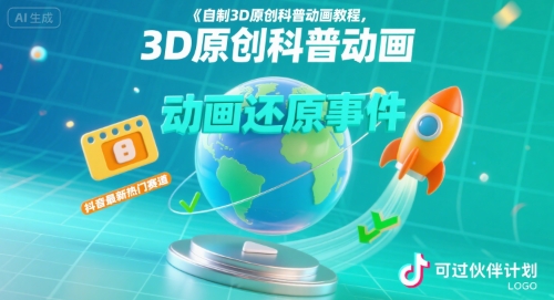 图片[1]-自制3D原创科普动画教程，动画还原事件，抖音最新热门赛道，可过伙伴计划