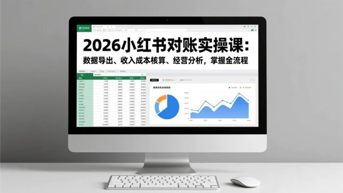2026小红书对账实操课：数据导出、收入成本核算、经营分析，掌握全流程