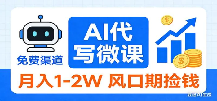 2026告别打工！AI 代写微课，提供免费渠道，月入 1-2W 风口期捡钱