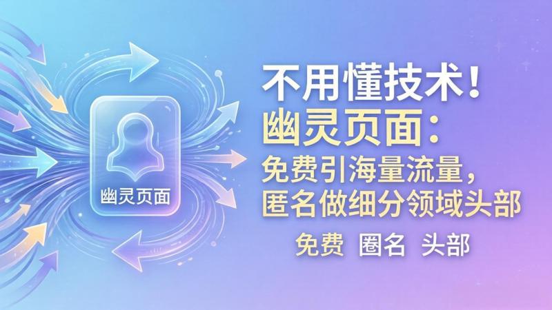 不用懂技术！幽灵页面：免费引海量流量，匿名做细分领域头部