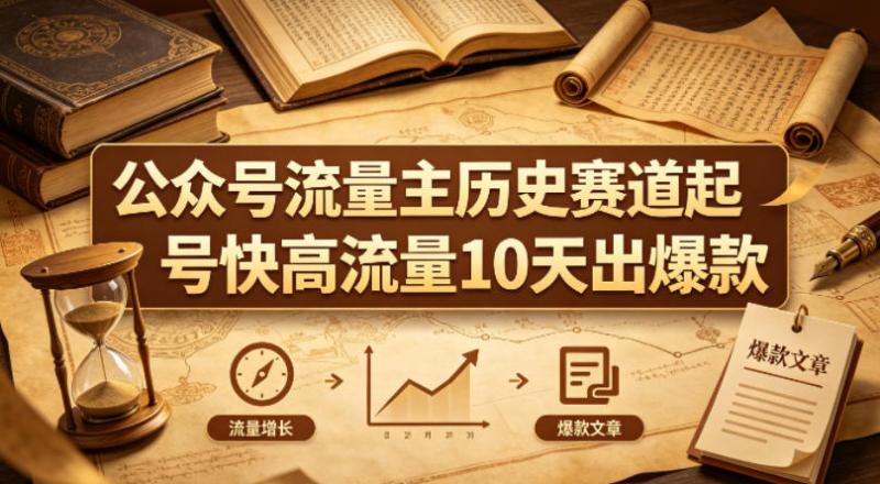 公众号流量主之历史赛道，起号快+高流量，10天就能出爆款！