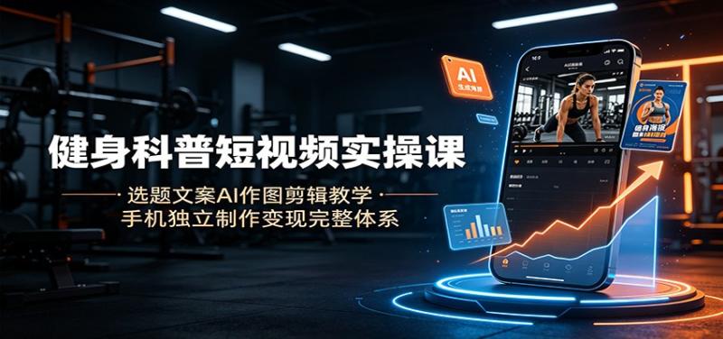 健身科普短视频实操课:选题文案AI作图剪辑教学,手机独立制作变现完整体系